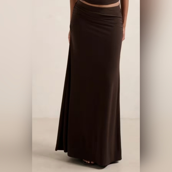 Lock & Love Premium Viscose Maxi Skirt Pull On Stretch Chocolate Brown Medium - Picture 16 of 16